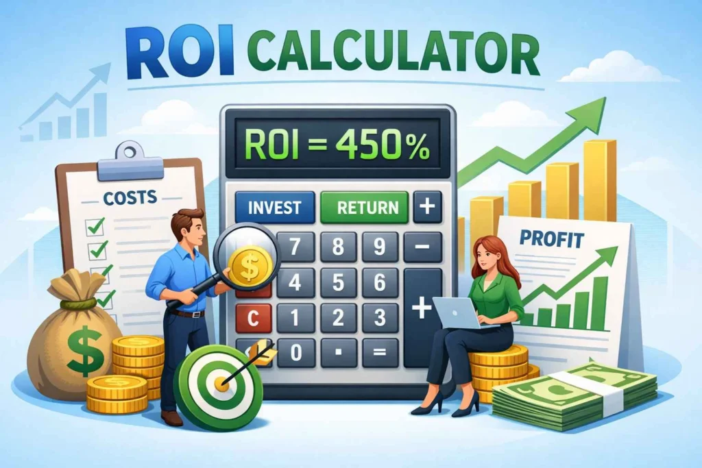 1. ROI calculator dashboard showing net ROI and payback period