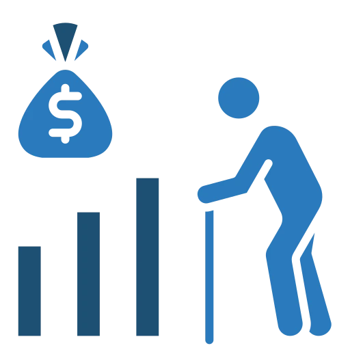 Chart showing retirement savings growth over time using calculator