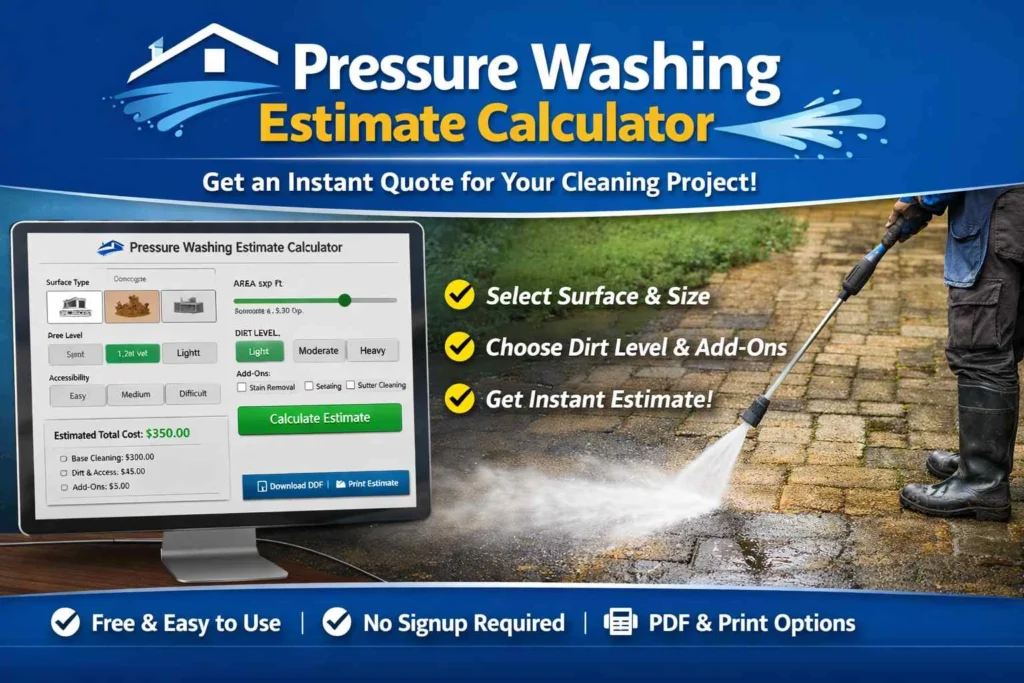 Pressure washing driveway cost estimate example