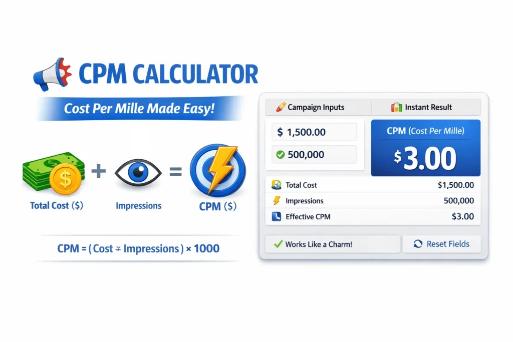 free online CPM calculator for calculating advertising cost per 1000 impressions