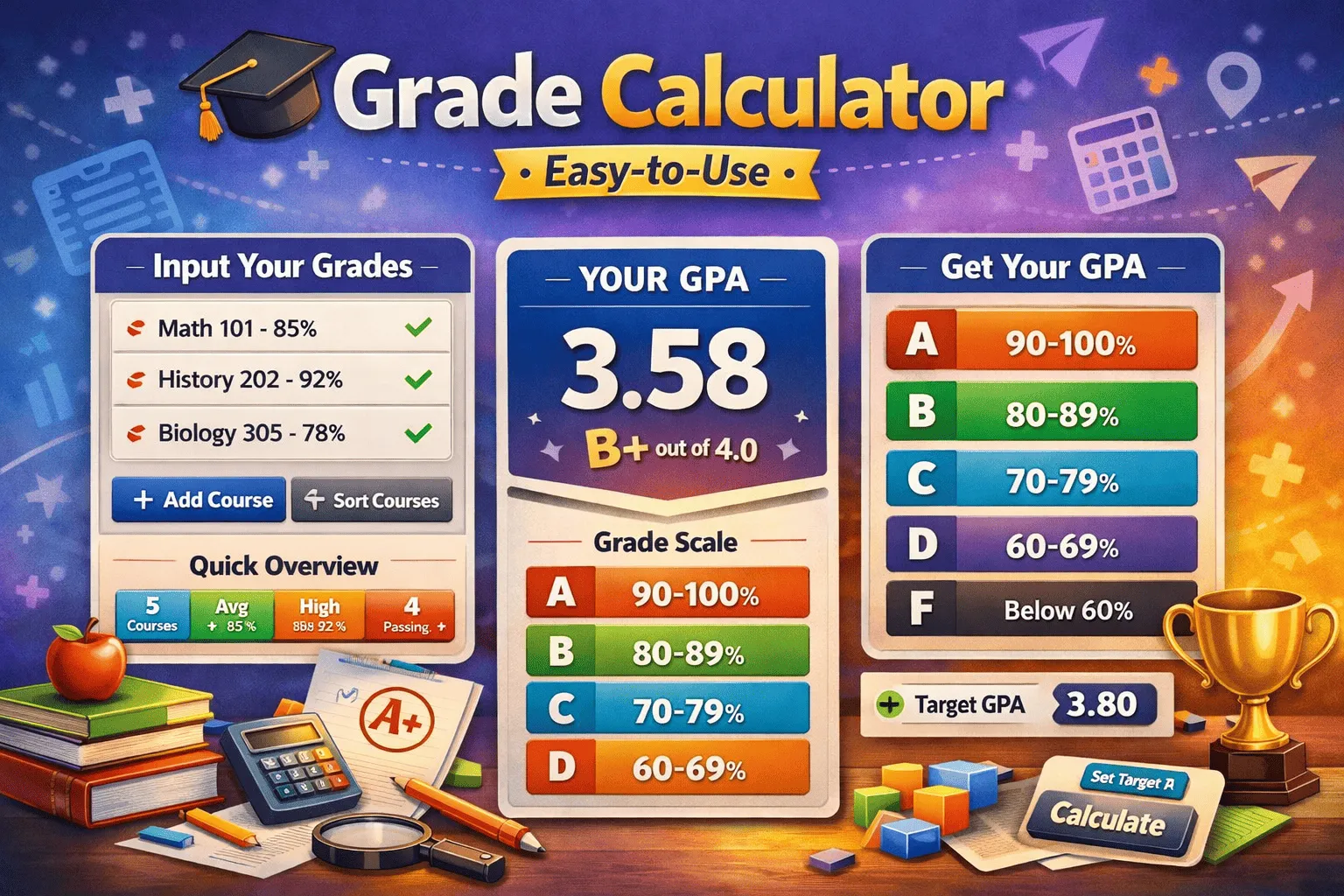 Grade Calculator 2026 – Check Grades & Percentages Easily