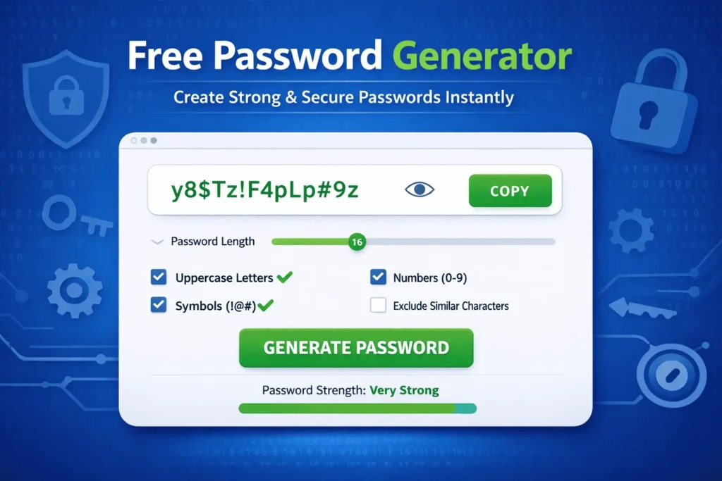 Generate Strong Passwords Online – easy, free, and safe password generation with strength analysis.