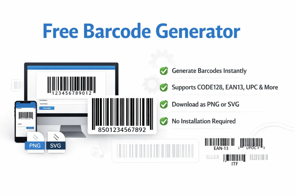 barcode generator preview showing generated CODE128 barcode example