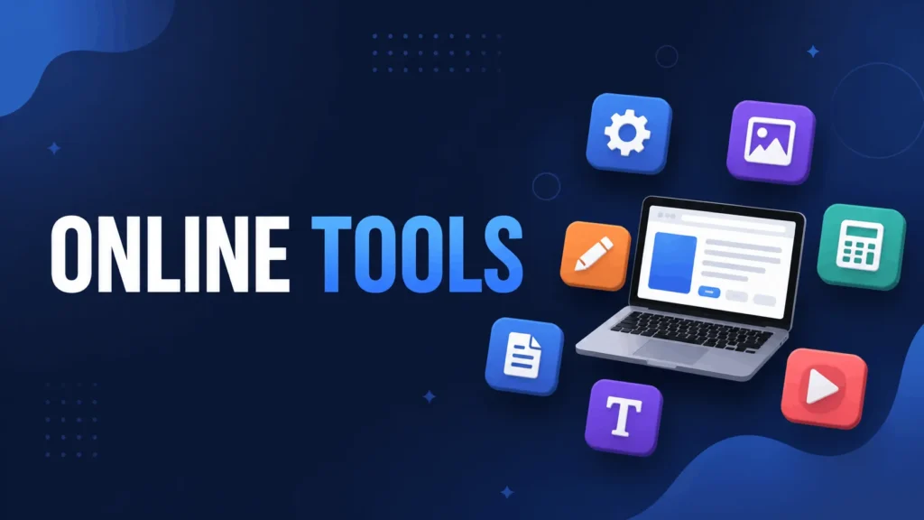 Modern banner representing online free tools with clean digital design and abstract tech background.
